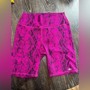 ALO Yoga Pink Snake Print Bike Shorts